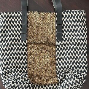 Lovestitch Large Tote w/ gold Beading. Stylish Black and Gold Tote Bag